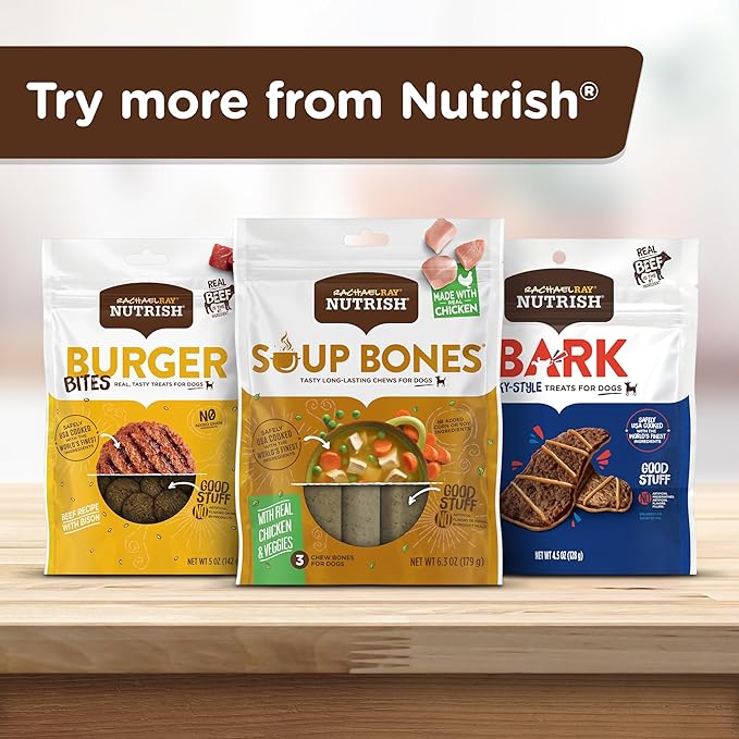 Nutrish Rachael Ray Soup Bones Minis Dog Chews with Real Beef & Barley, 8 Chews, 6.3 oz Pouch (Pack of 7)