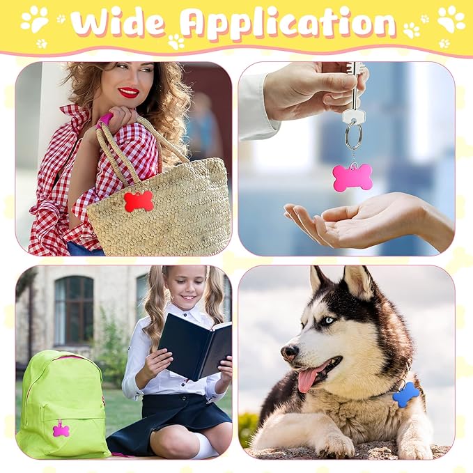 50 Pcs Blank Dog Pet Tags for Engraving 38MM Aluminum Bone Shape Name Tag Colorful Double Sided Dog Cat Phone Number Tag Pendantsnts