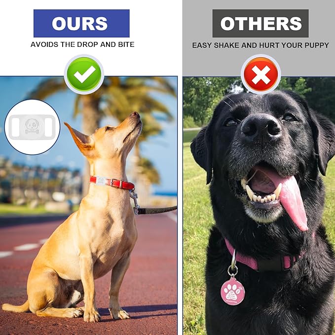 Kiniza 4 Pack Silicone AirTag Cat Dog Pets Collar Holder Waterproof with GPS Tracker for Apple White