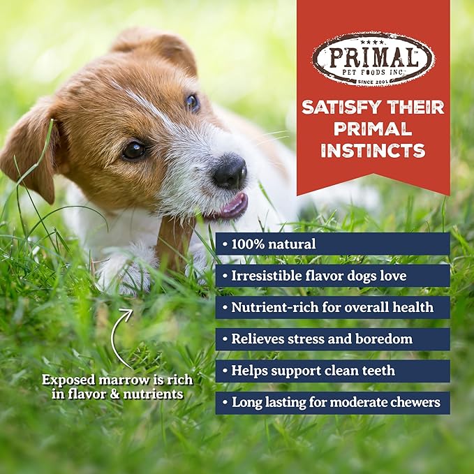 Primal Antlers for Dogs - Grade A Split Stag Antlers for Small Dogs up to 15 lb - Natural Dog Chews for Aggressive Chewers - Naturally Shed Antlers - Long Lasting Dog Bones - 1 ct