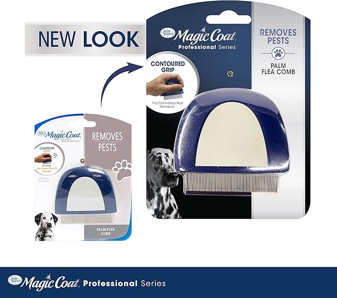 Magic Coat Professional Series Grooming Contoured Grip Palm Flea Comb for Dogs, 1 Count