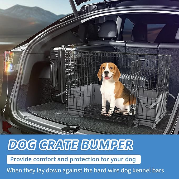 Hombys Dog Crate Bumper with Ties - Soft Crate Accessory (Do Not Include Cage) (Dark Grey, 30"x18")