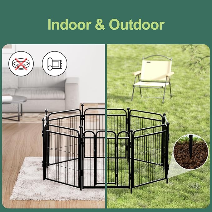 Gardner Pet Dog Playpens, 24" H 8 Panels Dog Pen Outdoor/Indoor Dog Fence Exercise Pen for Small/Medium Dogs, Foldable Pet Play Yard Gate with Gravity Automatic Lock, Pet Playpen, Black