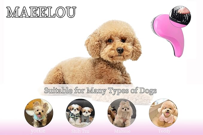 Puppy Brush for Small Dogs - Soft Dog Brush - Perfect Yorkie, Shih Tzu, Maltipoo & Maltese Grooming - Gentle Dog Hair Remover Brush for Easy Pet Hair Removal & Grooming at Home (Pink)