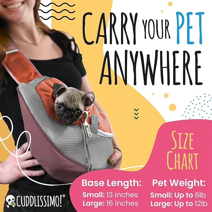 Pet Sling Carrier - Small Dog Puppy Cat Carrying Bag Purse Pouch - for Pooch Doggy Doggie Yorkie Chihuahua Baby Papoose Bjorn - Hiking Travel Front Backpack Chest Body Holder Pack (Red)