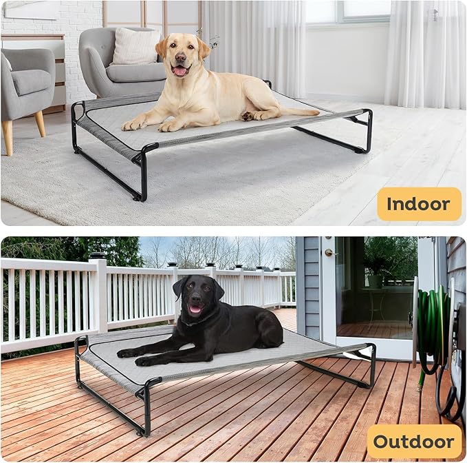 Veehoo Elevated Dog Bed with Washable Dog Pee Pads, Raised Dog Cot Bed for Large Dogs, Outdoor Dog Hammock Bed Off Ground, 100% Waterproof Reusable Puppy Pee Pads Whelping Pads, CWC2201CCP