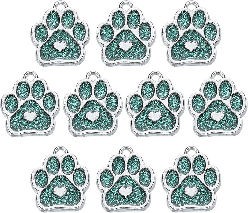 MECCANIXITY Cat Dog Paw Charm Footprint Paw Print Charm Alloy Enamel Pendants for DIY Jewelry Making, Earrings Necklaces Bracelets, Crafts
