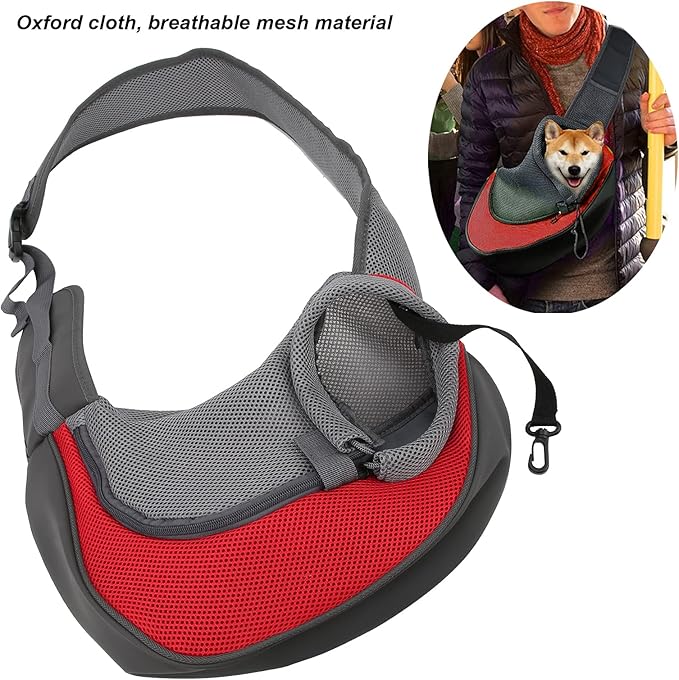 Pet Dog Sling Carrier Portable Wearresistant Puppy Carrier Bag with Breathable Mesh Pet Carry Bag for Dogs Suitable for Traveling Outdoor Adjustable Strap