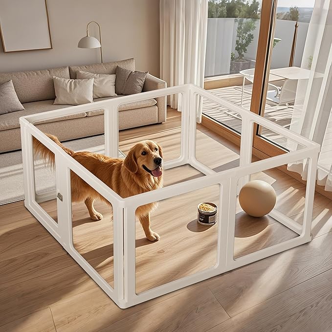 Citylife Dog Playpen with Door Clear Pet Playpen for Indoor Outdoor Easy to Install and Remove Puppy Playpen for Dogs, Cats, Bunnies, Pigs, 8 Panels