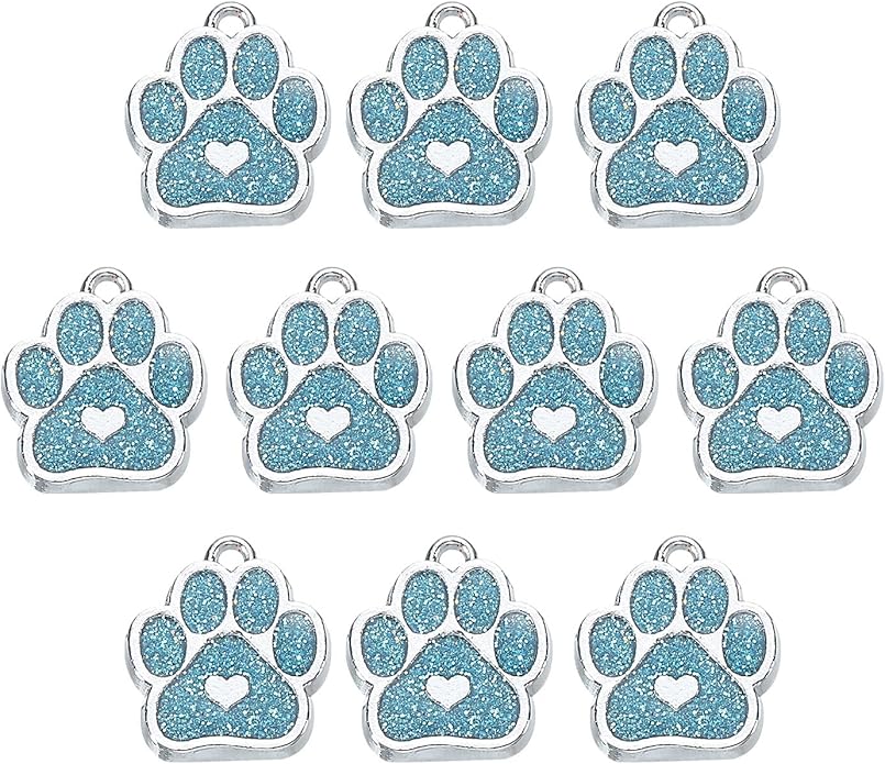 MECCANIXITY Cat Dog Paw Charm Footprint Paw Print Charm Alloy Enamel Pendants for DIY Jewelry Making, Earrings Necklaces Bracelets, Crafts
