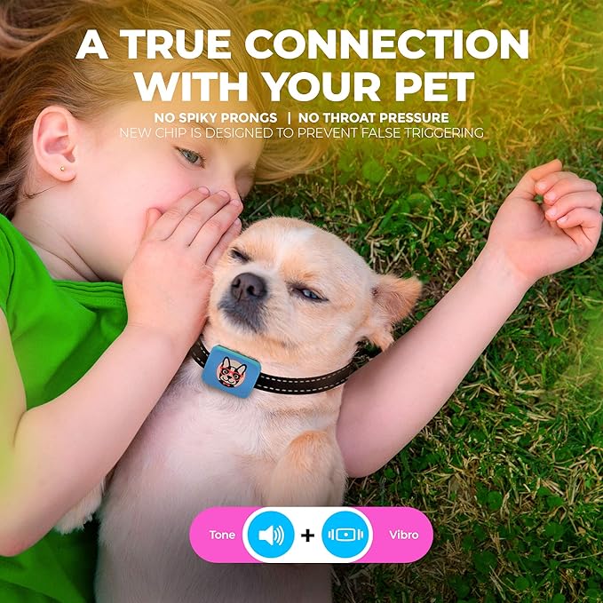 Small Dog Bark Collar Rechargeable - Smallest Bark Collar for Small Dogs 5-15lbs - Most Humane Stop Barking Collar - Dog Training No Shock Anti Bark Collar - Pet Bark Control Device (Blue)