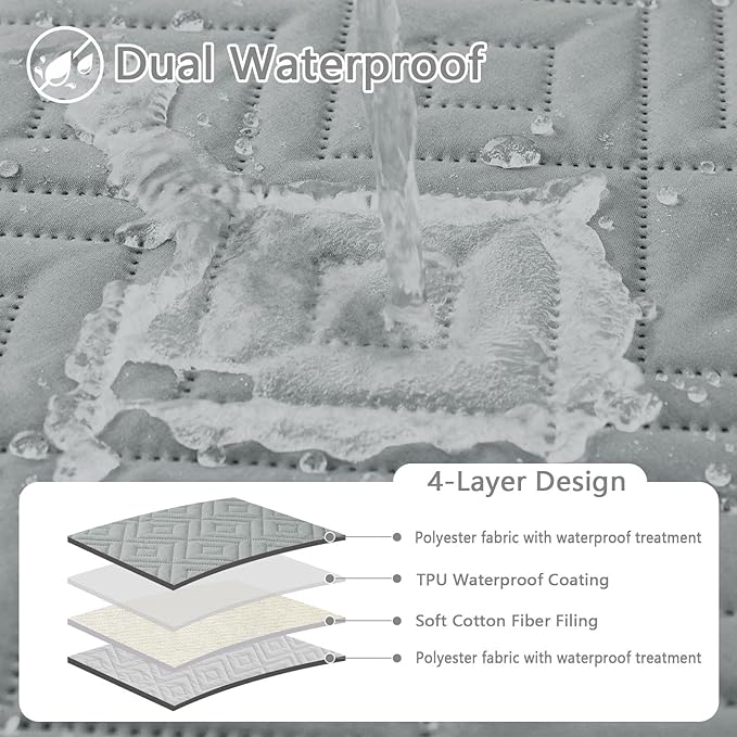hyha Waterproof Dog Blanket, Soft Pet Bed Blankets, Waterproof Sofa Couch Cover for Dogs Washable, Reversible Pet Couch Covers for Sofa Furniture (30x53 Inch, Grey/Light Grey)