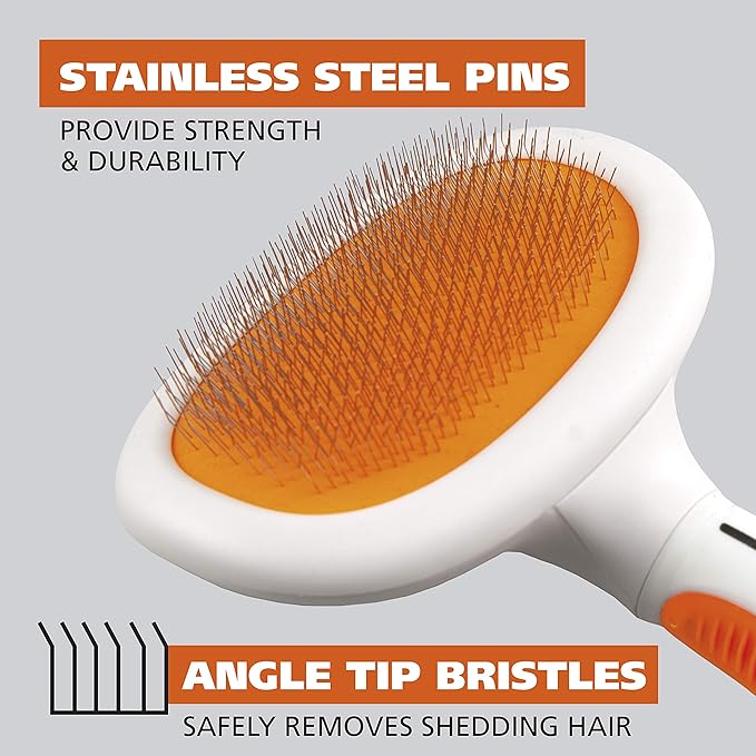 WAHL Premium Large Pet Slicker Brush with Ergronomic Rubber Grips for Comfortable Brushing of Dogs and Cats - Model 858407