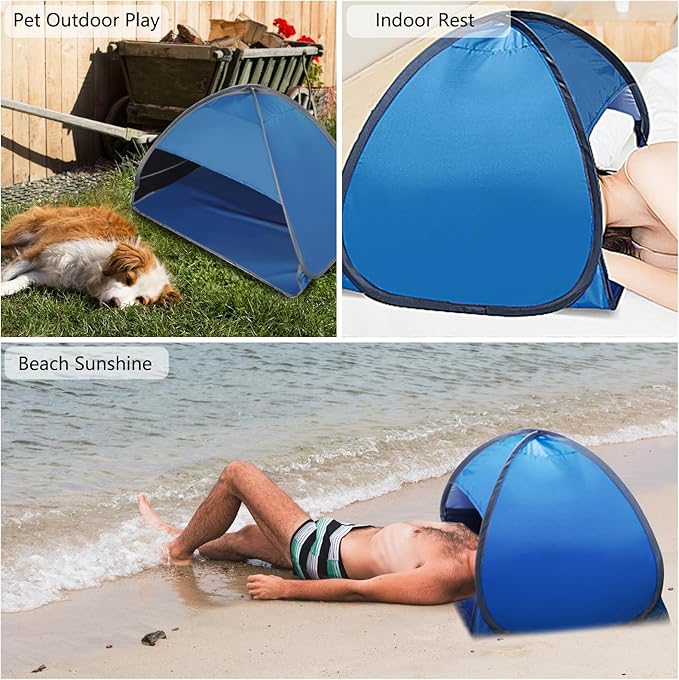 1pcs Pop Up Dog Cat Camping Tent, Blue Outdoor Play Tent House Portable Sun Shelter Pet Tent for Dogs Cats Puppy Kitty Other Small Animals, L