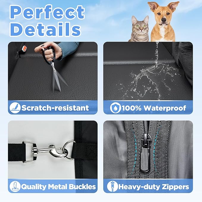 Back Seat Extender for Dogs - Waterproof Dog Car Seat Cover for Back Seat with Hard Bottom - 2025 Upgraded Material! Anti-Scratch! Safer! Easy to Use & Clean -Holds 400lbs