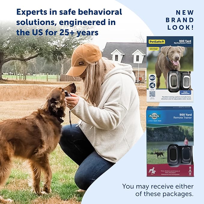 PetSafe 900 Yard Remote Training Collar Choose from Tone, Vibration, or 15 Levels of Static Stimulation Longest Range Option for Training Off Leash Dogs Waterproof and Durable Rechargeable