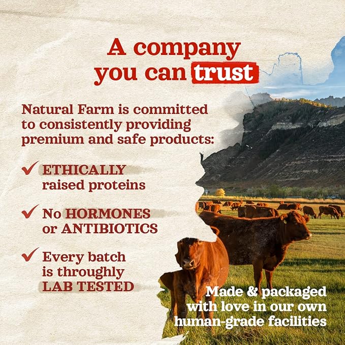 Natural Farm Peanut Butter Filled Bones (3-4 Inch, 6 Pack), Limited Ingredient, Natural Stuffed Dental Dog Bone Treats for Dogs, Made with Real Beef