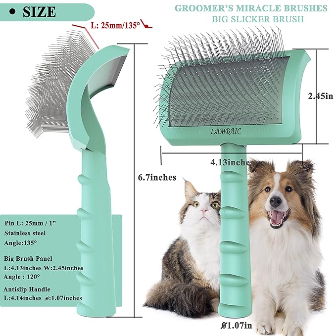 Super Dense Soft Brush for Thick and Long Fur - Doodle Grooming Brush for Fluff, Shedding, Tangles on Goldendoodles - 25mm (1")
