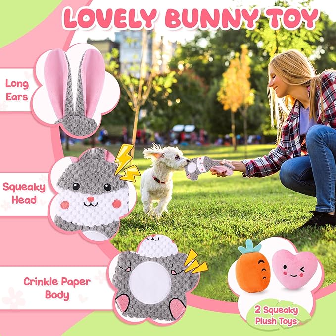 Zeaxuie Pink Puppy Toys for Teething, 9 Pack Small Dog Toys with Cute Puppy Chew Toys, Squeaky Crinkle Dog Toys, Treat Ball and Interactive Rope Toys