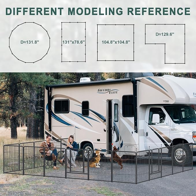 Musen Dog Playpen Indoor Outdoor, 16 Panels Dog Pen 32" Height Dog Fence Exercise with Doors for Large/Medium/Small Dogs, Portable Pet Playpen for Yard RV Camping, Hammer Paint Finish (Patent Pending)