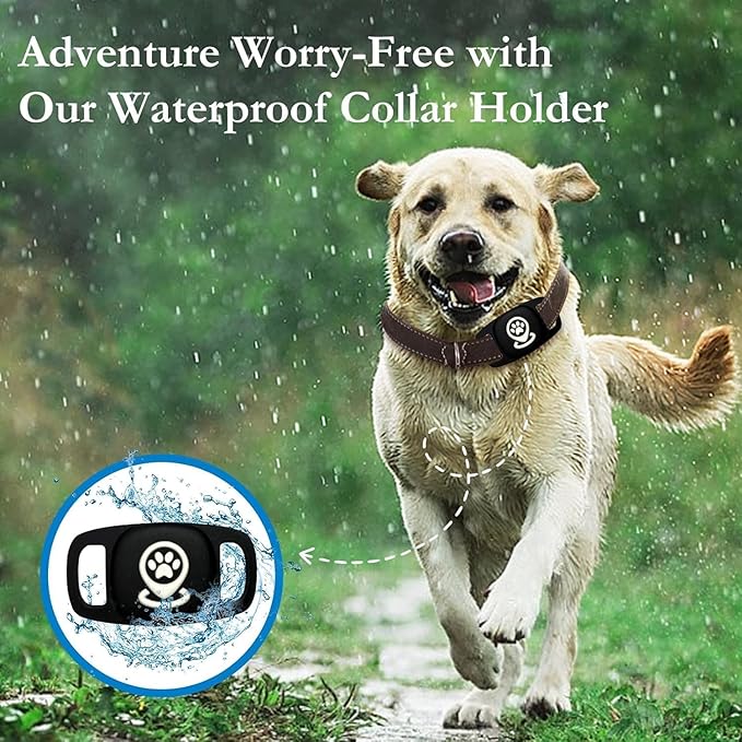 Pet Tracker for Dog, Dog Tracker Smart Pet Location Tracker with Holder, Smart Item Finder, MFi Certificated Dog Tracking Device, No Monthly Fee, Works with Find My(iOS Only) (Black Case)