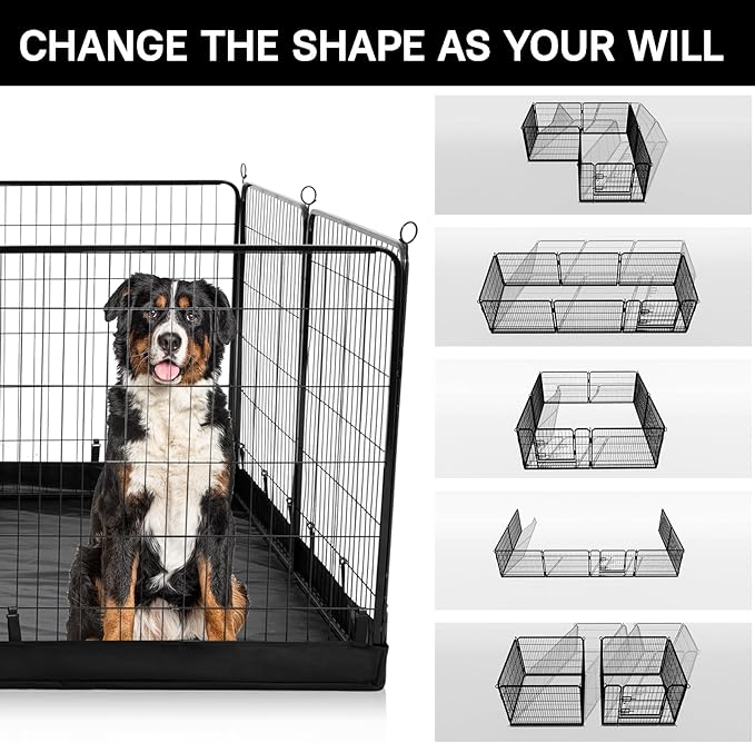 PJYuCien Dog Playpen Plus Storage Bag,24" H 8 Panels Puppy Pen with Square Bottom,Heavy Duty Dog Fence for Puppies/Small Dogs