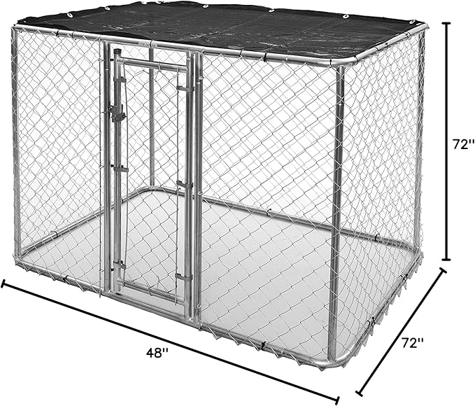 MidWest Homes for Pets Chain Link Portable Kennel with a Sunscreen, 6L x 4W x 4H Feet, K9 Kennel K9644