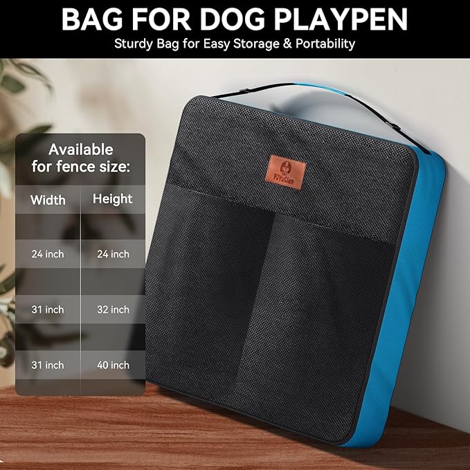 PJYuCien Dog Playpen Plus Storage Bag for Camping, 32" H Dog Pen with Extra Hard Bottom and Top,Heavy Duty Foldable Puppy Playpen for Puppies/Small and Medium Dogs, 8 Panels