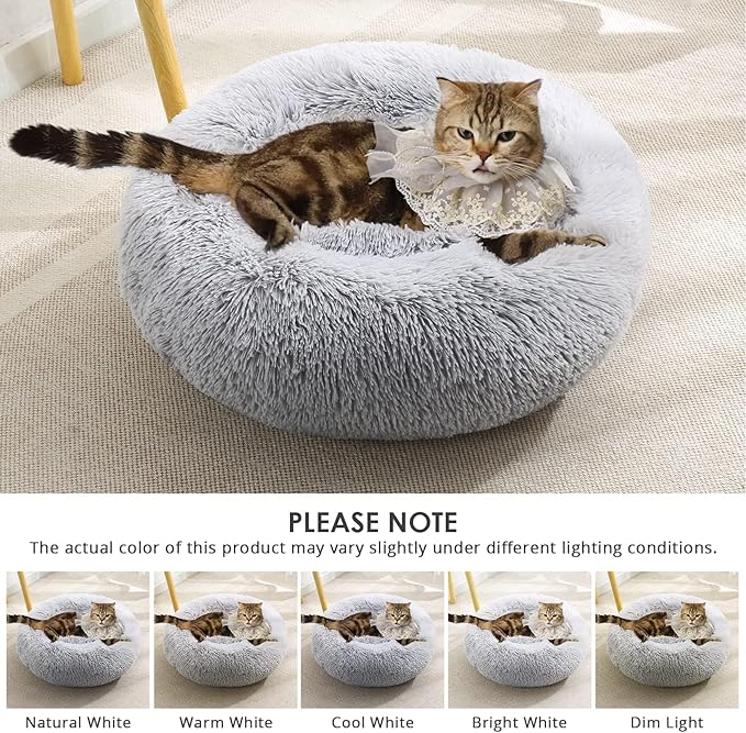 JOLLYVOGUE Dog Beds, Calming Large Dog Bed, Anti-Anxiety Dog Beds Large Sized Dog, Fluffy Donut Dog Bed, Cozy Dog Cat Cushion Bed for Medium Large Dogs (27"/30"/36")