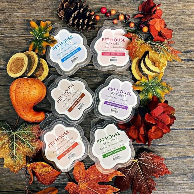 One Fur All Pet House Spring and Summer Wax Melts for Pet Odor, Natural, Plant Based Soy Wax Melts, Long Lasting Fragrance for Fresh Smelling Homes, Tropical Fruit, Pack of 4