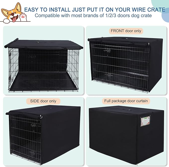 HiCaptain Dog Crate Cover - Polyester Heavy Duty Windproof Pet Kennel Cover for Wire Crate Indoor Outdoor Protection 30in S (Grey)