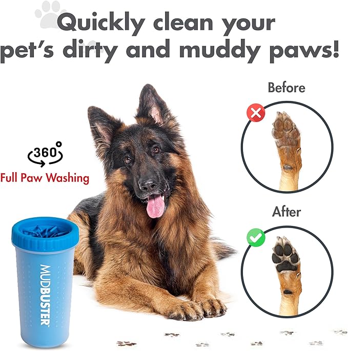 Dexas MudBuster Large Portable Pro Blue Paw Cleaner for Dogs - Premium Quality Pet Supplies and Accessories