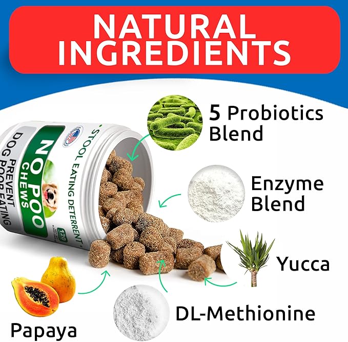 BARK&SPARK No Poo Chews for Dogs - Coprophagia & Stool Eating Deterrent with Probiotics, Digestive Enzymes & Breath Aid Support - Stop Dog Poop Eating - Made in USA - 120 Soft Chews - Duck Liver