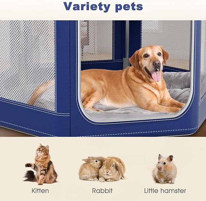 Hexagonal Dog playpen, 45Inch Soft Puppy Playpen with 600D Oxford Fabric, Stable Structure with Thickend Stainless Steel Tubes, 25.6 Inch Height Pet Playpen for Small and Medium Dogs, Animals