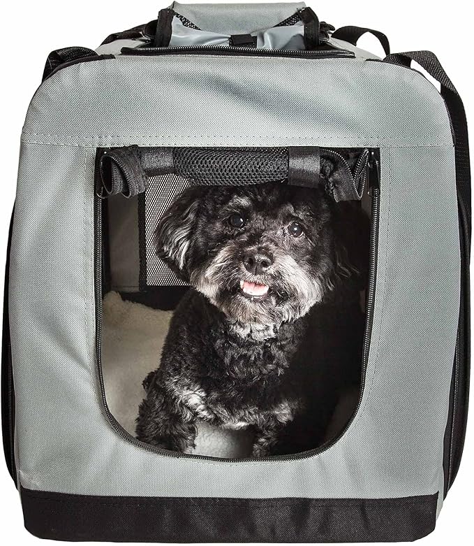 Pet Life Hounda Accordion Metal Framed Soft Folding Expandable Dog Crate - Collapsible Folding Pet Crate or Dog Kennel with Triple Expansion Room Large