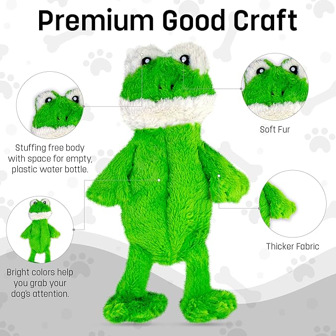 FGA MARKETPLACE Frog Flat NO Stuffing NO Squeak Plush Dog Toy, Funny Style Will Entertain Your Dog for Hours, Recommended for Small and Medium Dog 21 INCH Long