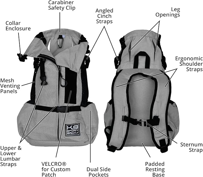K9 Sport Sack | Dog Carrier Adjustable Backpack (Large, Air 2 - Charcoal Grey)