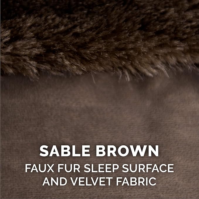 Furhaven Memory Foam Dog Bed for Large Dogs w/ Removable Bolsters & Washable Cover, For Dogs Up to 125 lbs - Plush & Velvet L Shaped Chaise - Sable Brown, Jumbo Plus/XXL