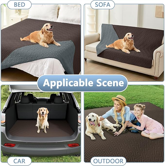 hyha Waterproof Dog Blanket, Soft Dog Bed Cover Pet Blankets, Waterproof Sofa Couch Cover for Dogs Washable, Reversible Pet Couch Covers for Sofa Furniture (82x82 Inch, Chocolate/Dark Grey)
