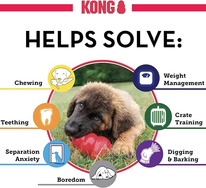 KONG Puppy - Natural Teething Rubber Chew Toy for Dogs - Stuffable Dog Toy for Extended Playtime - Chew & Fetch Toy for Puppies - for Small Puppies - Blue