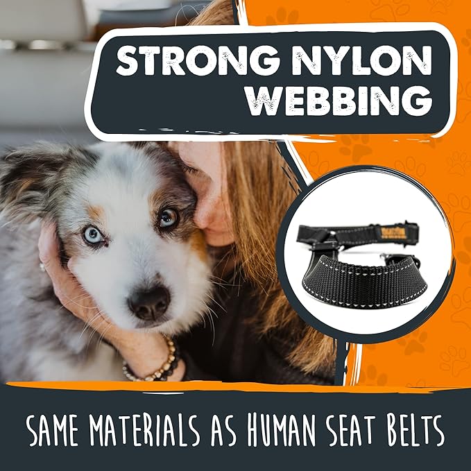 Mighty Paw Dog Seat Belt - Adjustable Length Fits Both Large and Small Dogs - Universal Design - Fits All Car Headrest - Reinforced Tactical Buckle - Strong and Easy to Use - Lightweight and Strong