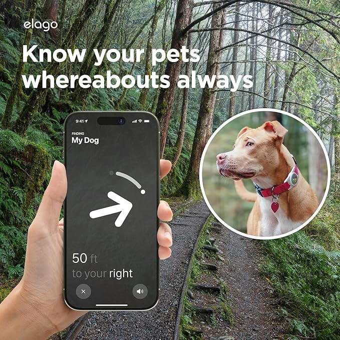 elago Pet Collar W5 Case Compatible with Apple AirTag - Drop Protection Keychain, Cute Design (Track Dogs, Keys, Backpacks, Purses) Tracking Device Not Included (Light Grey)