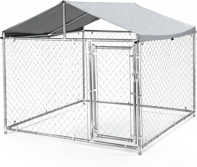 Large Outdoor Dog Kennel, 6.6 ×6.6×5.6FT Dog House Pet Pens, Dog Enclosure with UV-Resistant Waterproof Roof Cover, Outside Dog Kennel with Cover and Safe Lock for Yard