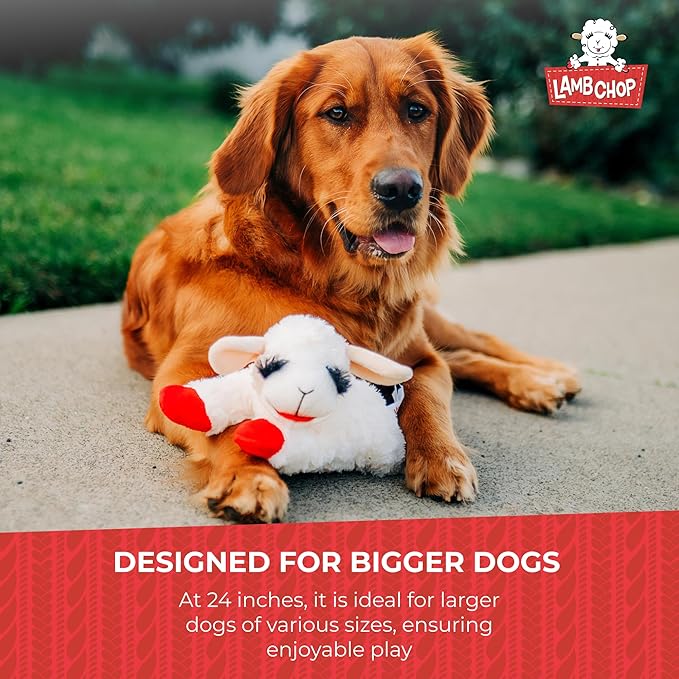 Multipet's Officially Licensed Lamb Chop Jumbo White Plush Dog Toy, 24-Inch