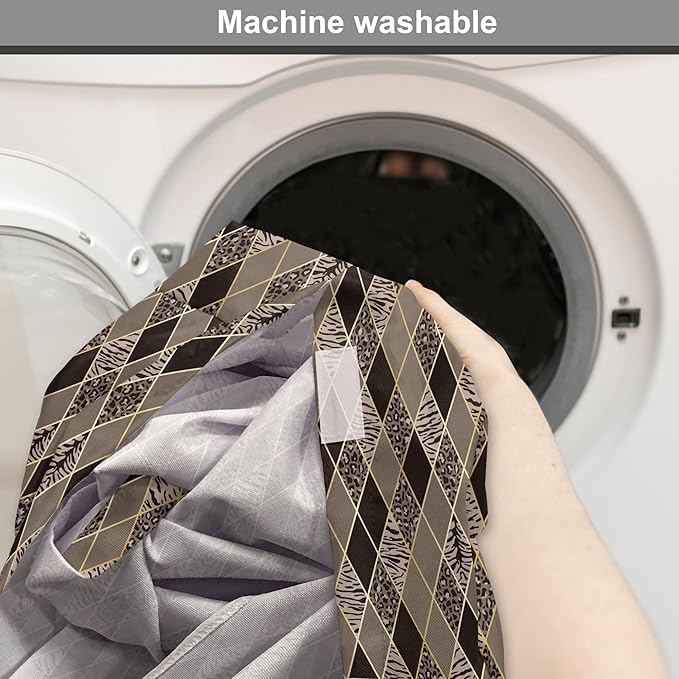 Lunarable Contemporary Brown Dog Crate Cover, Rhomb Check Pattern with Animal Skins, Easy to Use Pet Kennel Cover for Small Dogs Puppies Kittens, 18 Inch, Umber Dark Brown