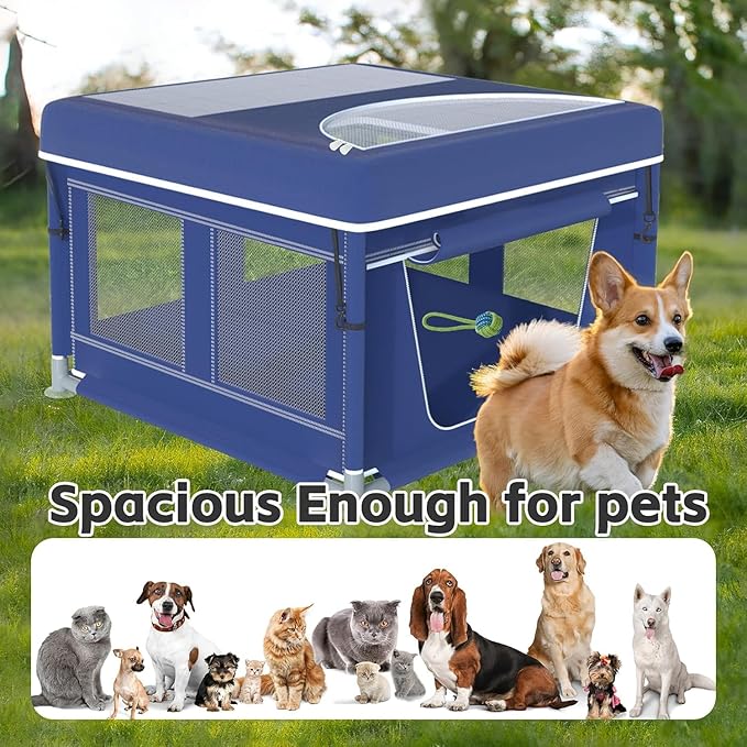 42x42x26 Inches Dog Playpens,Puppy Playpen with Cover for Puppies or Small Dogs, Play Pen Indoors, Dog Fence Pet Playpen for Indoor & Outdoor, Whelping Box for Dogs and Puppies