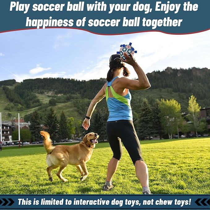 QDAN Dog Ropes Toys Soccer Ball with Straps, Interactive Dog Toys for Tug of War, Puppy Birthday Gifts, Dog Tug Toy, Dog Water Toy, Durable Dog Balls for Medium & Large Dogs(8 Inch)