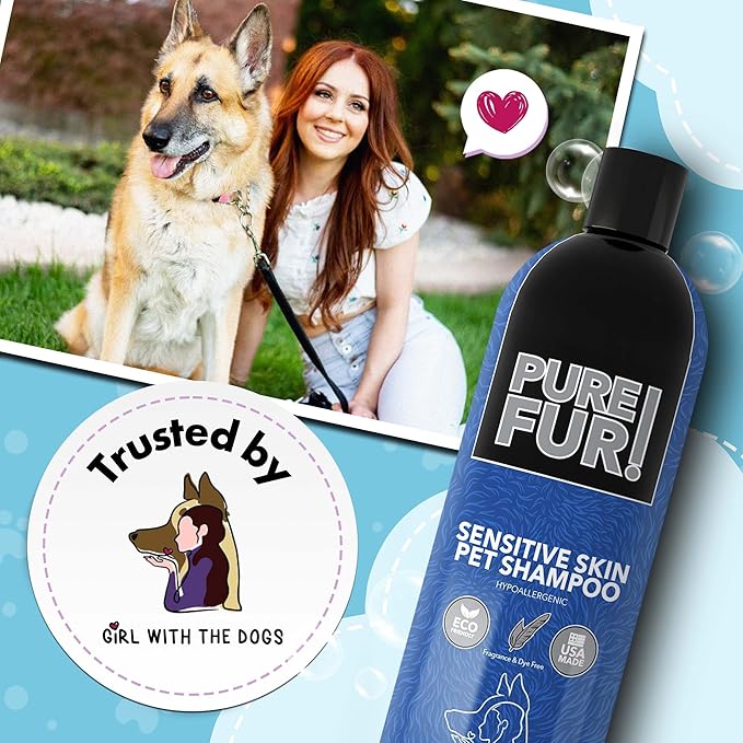 Pure Fur! by Girl With The Dogs, Sensitive Skin Dog & Cat Shampoo 16 Oz and Pure Fur! Sensitive Skin Pet Conditioner 16 Oz