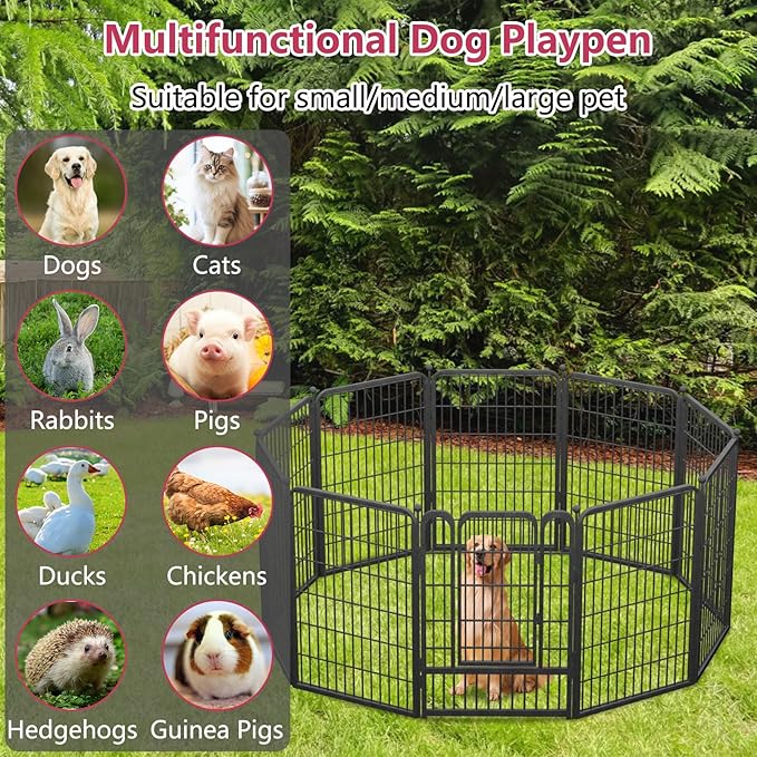 Dog Playpen 40" Height 10 Panels Puppy Playpen Indoor Portable Dog Fence Outdoor for Yard Indoor Dog Pen for Medium/Small Dogs, Heavy Duty Pet Pen for RV, Camping, Yard