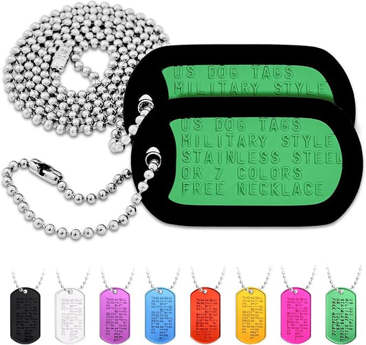 GoTags Pet ID Custom US Military Dog Tag Personalized ID Set. Complete with Chains and Silencers